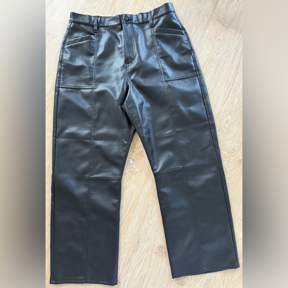 Pistola Taylor Vegan Leather High Waisted Wide Leg Black Pants